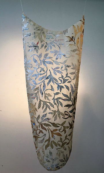 Laura Vickerson "Cultured Nature" 19" x 46" x 5" Gauze, Thread & Paper Discards